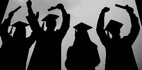 Opaque image of college graduates celebrating